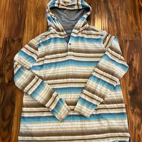 Flag & Anthem Men's Baja Striped Long Sleeve Henley Hoodie - Picture 1 of 3